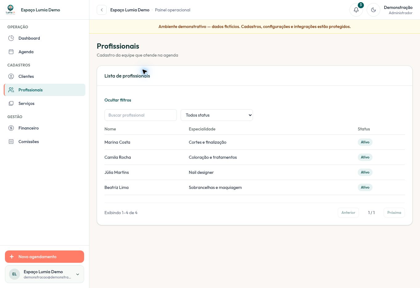 Lista de profissionais fictícios no Lumia Flow